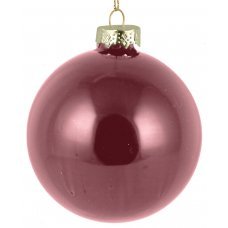 Χριστουγεννιάτικη Γυάλινη Μπάλα Ροζ Γυαλιστερή (8cm)